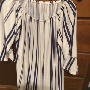 Xl pullover white and blue striped blouse